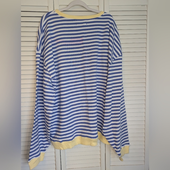WE THE FREE Free People Classic Pullover Sweatshirt in Blue Combo Size XL - Picture 6 of 14